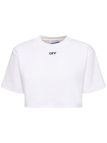 Kürzeres T-shirt Aus Baumwolljersey Mit Logodruck - OFF-WHITE - Modalova