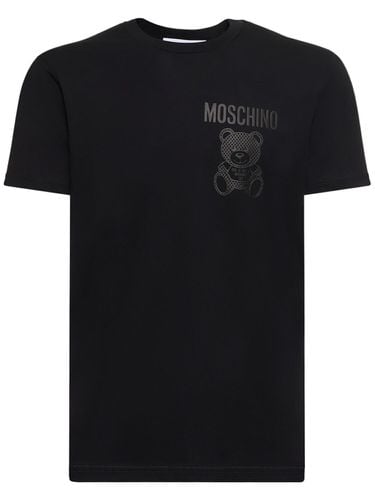 Teddy Print Organic Cotton T-shirt - MOSCHINO - Modalova