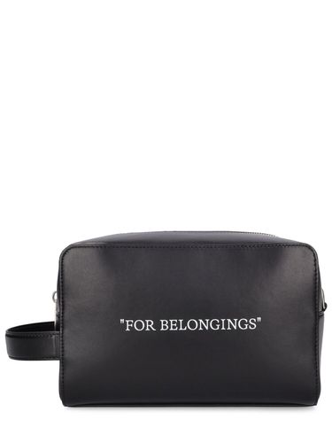 Quote Bookish Leather Toiletry Bag - OFF-WHITE - Modalova