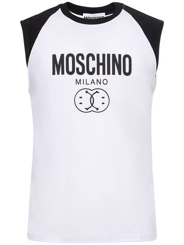 Tank Top In Jersey Di Cotone Con Logo - MOSCHINO - Modalova