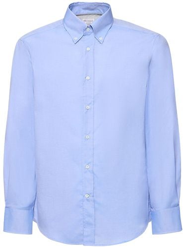 Camisa De Sarga De Algodón - BRUNELLO CUCINELLI - Modalova