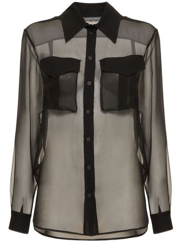 Sheer Silk Chiffon Shirt W/high Pockets - ALBERTA FERRETTI - Modalova