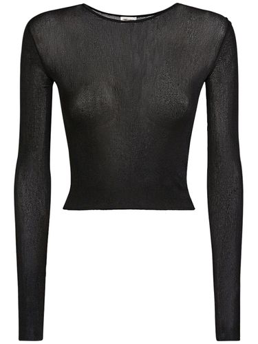 Fine Viscose Crop Top - SAINT LAURENT - Modalova