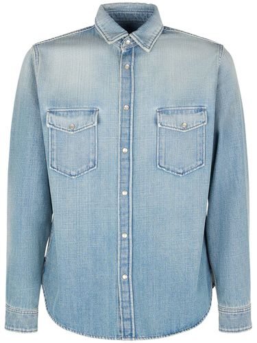 Camicia Oversize In Denim Di Cotone - SAINT LAURENT - Modalova