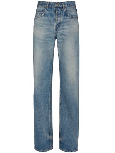 Adjusted Maxi Cotton Denim Long Jeans - SAINT LAURENT - Modalova