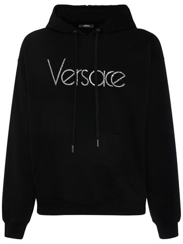 Cotton Jersey Logo Hoodie - VERSACE - Modalova