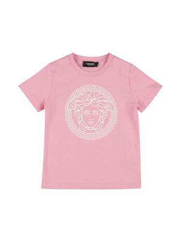 Camiseta De Jersey De Algodón Con Logo - VERSACE - Modalova