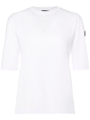 Embossed Logo Cotton Jersey T-shirt - MONCLER - Modalova