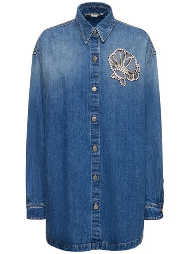 Oversized Hemd Aus Denim Mit Kristallverzierung - STELLA MCCARTNEY - Modalova