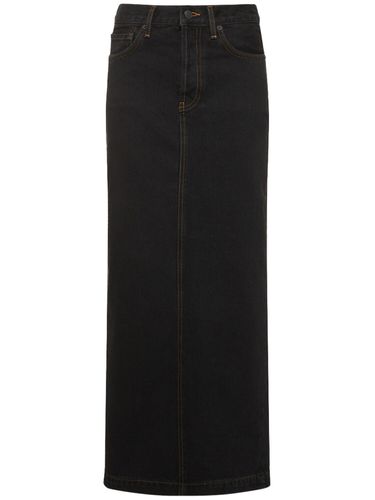 Cotton Denim Midi Column Skirt - WARDROBE.NYC - Modalova