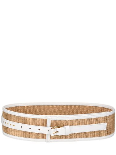 Woven Raffia Effect & Leather Waist Belt - MARNI - Modalova