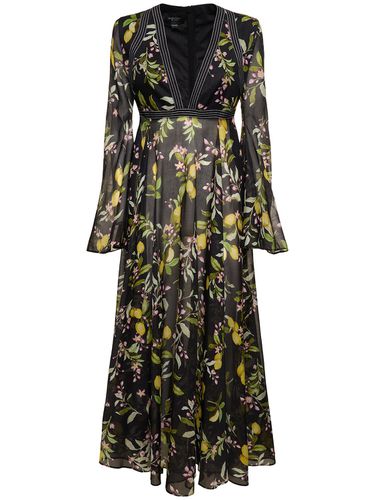 Printed Cotton V Neck Long Dress - GIAMBATTISTA VALLI - Modalova