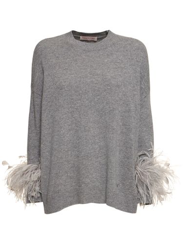 Wool Knit Sweater W/feathers - VALENTINO - Modalova