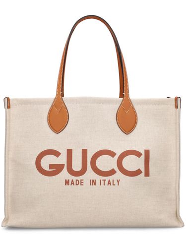 Borsa In Tela Con Stampa Gucci - GUCCI - Modalova