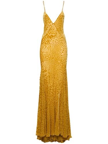 Leopard Velvet Devoré Long Dress - ROBERTO CAVALLI - Modalova