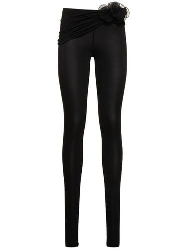 Leggings In Jersey Drappeggiato Con Rose - MAGDA BUTRYM - Modalova