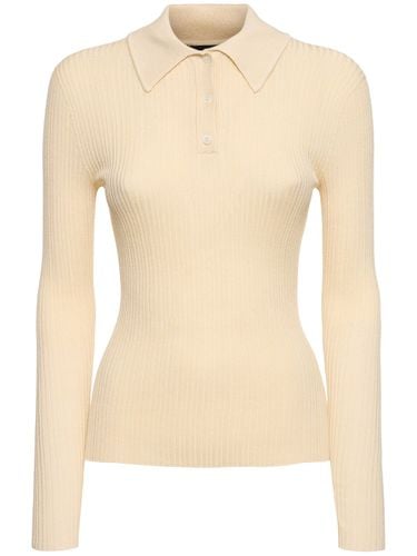 Ribbed Viscose Blend Polo Top - THEORY - Modalova