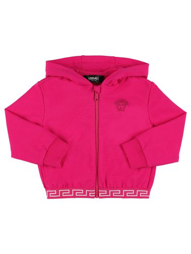 Sudadera De Felpa De Mezcla De Algodón Con Bordado - VERSACE - Modalova