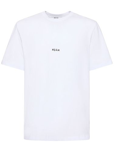 Micro Logo Cotton Jersey T-shirt - MSGM - Modalova