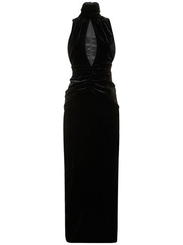 Velvet High Neck Draped Long Dress - ALESSANDRA RICH - Modalova