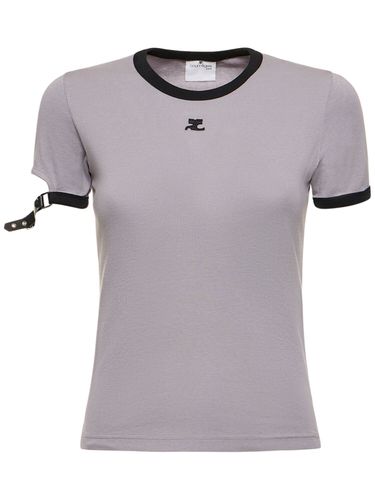 T-shirt Aus Baumwolle Mit Kontrastdetails - COURREGES - Modalova