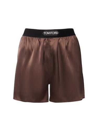 Shorts De Satén De Seda Con Logo - TOM FORD - Modalova