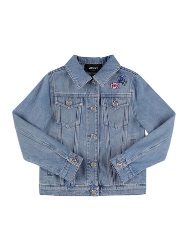 Bestickte Jacke Aus Denim - VERSACE - Modalova