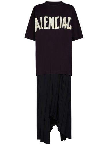 Pleated Tech T-shirt Dress W/ Logo - BALENCIAGA - Modalova