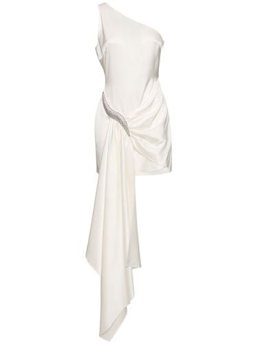 One Shoulder Satin Mini Dress W/crystal - DAVID KOMA - Modalova