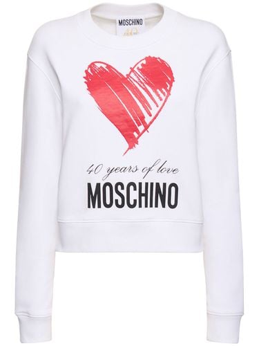 Felpa In Jersey Di Cotone Con Logo Stampato - MOSCHINO - Modalova