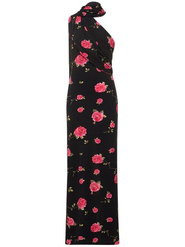 Rose Print Jersey Long Dress W/scarf - MAGDA BUTRYM - Modalova