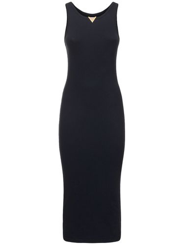 Cotton Ribbed Jersey Midi Dress - VALENTINO - Modalova