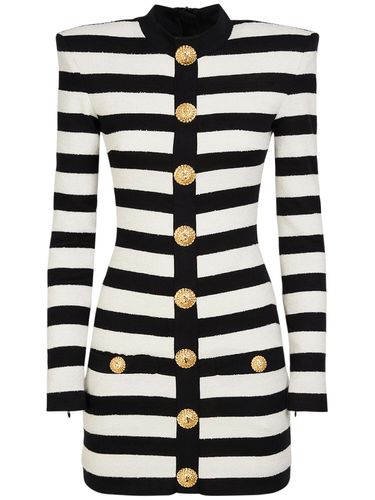 Vestito Mini A Righe In Jersey Di Misto Cotone - BALMAIN - Modalova