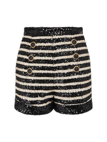 Hochtaillierte Minishorts Mit Paillettenstreifen - BALMAIN - Modalova