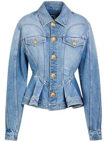 Chaqueta De Denim Con Volantes - BALMAIN - Modalova