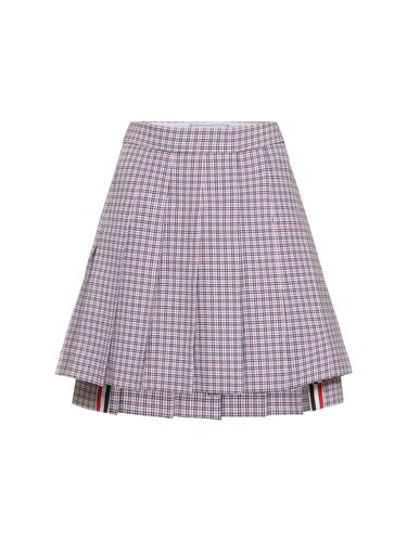 Minigonna In Crepe Check Plissé - THOM BROWNE - Modalova