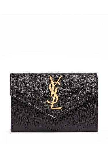 Cartera De Piel Con Monograma - SAINT LAURENT - Modalova