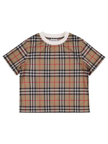 T-shirt Aus Baumwolljersey Mit Karodruck - BURBERRY - Modalova