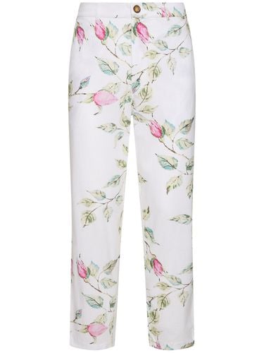 Floral Print Cotton Pants - HARAGO - Modalova