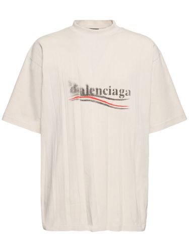 Camiseta De Algodón Con Logo - BALENCIAGA - Modalova