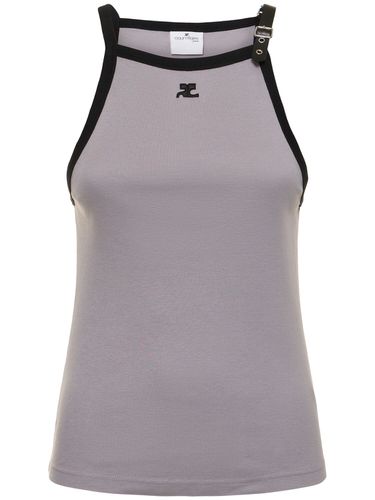 Buckle Contrast Cotton Tank Top - COURREGES - Modalova