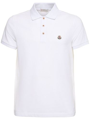 Logo Cotton Polo Shirt - MONCLER - Modalova