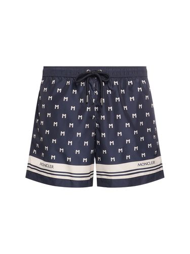 Monogram Printed Tech Swim Shorts - MONCLER - Modalova