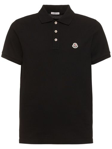 Polo De Algodón Con Parche - MONCLER - Modalova