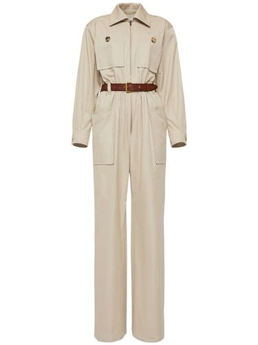 Cotton Twill Jumpsuit - SAINT LAURENT - Modalova