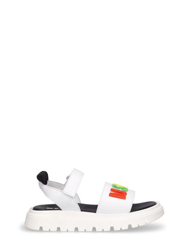 Sandalias De Piel Con Correas Y Logo - MSGM - Modalova