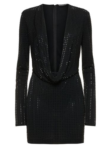 Crystal Embellished Cowl Neck Mini Dress - DAVID KOMA - Modalova