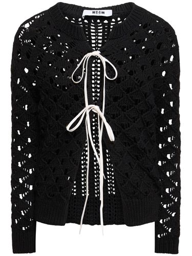 Openwork Cotton Lace-up Cardigan - MSGM - Modalova