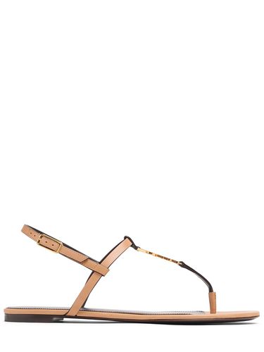 Mm Cassandra Leather Flat Sandals - SAINT LAURENT - Modalova