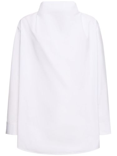 Draped Neck Cotton Poplin Shirt - JIL SANDER - Modalova